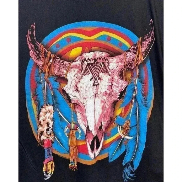 Vintage 90s Caribbean Dream Indian Cattle T-Shirt L Single Stitch NEW - Picture 4 of 9